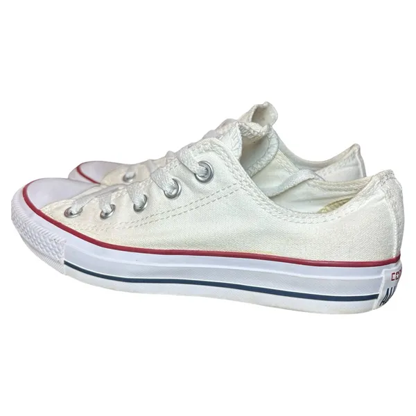 Classic Converse All Star Low Tops – White w/ Red Trim – Men’s 4 / Women’s 6 - Image 8