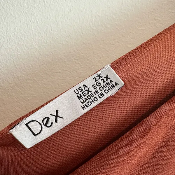 DEX Button Down Sleeveless Wide Leg Jumpsuit Women's 2X Rust Brown V-Neck Belted - Image 3