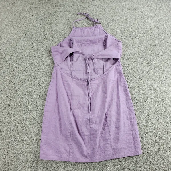 Urban Outfitters Womens Dress 8 Purple Halter Neck Open Tie Back Bodycon Mini - Image 5