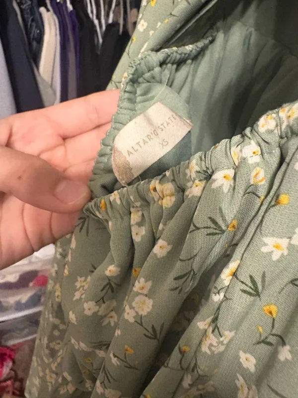 Altar'd State Dress Mini Floral XS green - Image 3