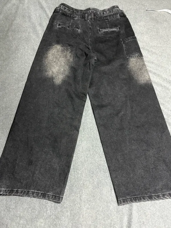 Commense Dark Cross Front Wrap Wide-Leg Denim Jeans Size M - Image 3