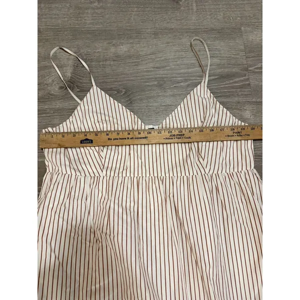 Quince‎ Stripe Organic Cotton V-Neck Strappy Sleeveless Maxi Dress w/ Pockets XL - Image 5