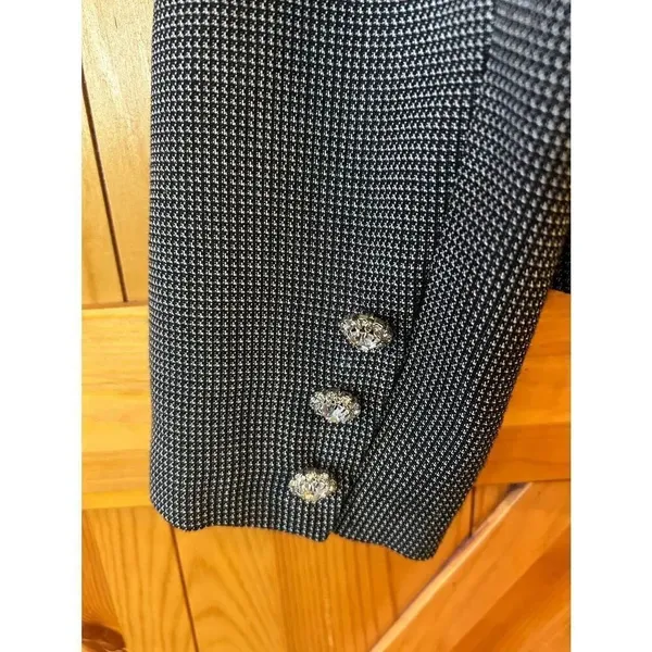 WD.NY Long Sleeve Black White Houndstooth Blazer Jeweled Buttons Size 14 (8756) - Image 3