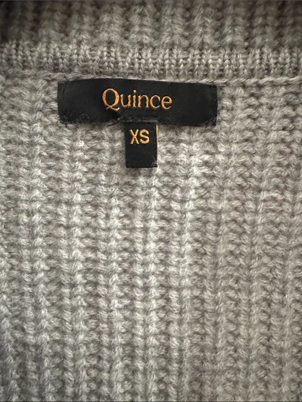 Quince Australian Merino Wool Collared Cable Cardigan Heather Grey XS - Image 5