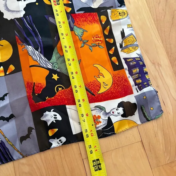 Vintage Halloween Scarf Witches Ghosts Vampires Haunted House 59x14 Holiday - Image 6