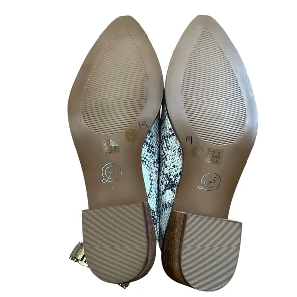 Chinese Laundry Snakeskin Pointed Toe Low Block Heel Mule Slides 7.5 - Image 7
