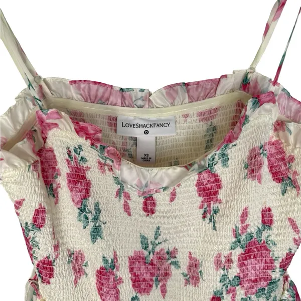 LoveShackFancy x Target Elise Floral Tiered Midi Dress Limited XS Pink White - Image 9