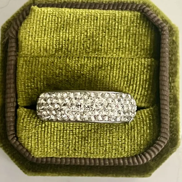 Titanium Steel Silver CZ Pavé Band Ring Unisex Size 9 - Image 2