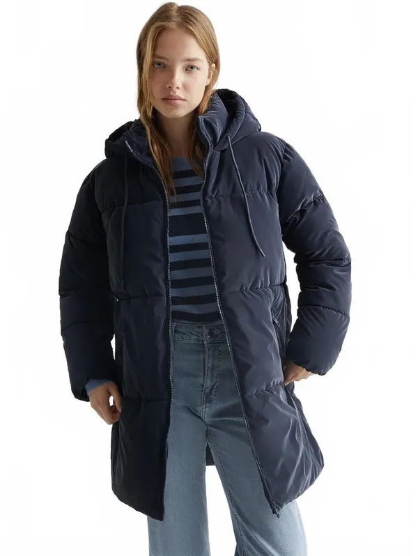 Mango Teen's Long Quilted Puffer Jacket NWT Dark Navy Teens Large - Image 3