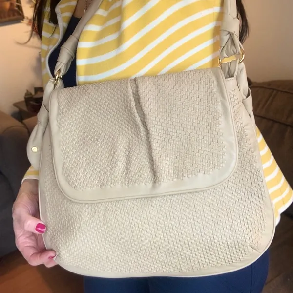 Authentic TORY BURCH Woven leather Flap shoulder bag - Image 2