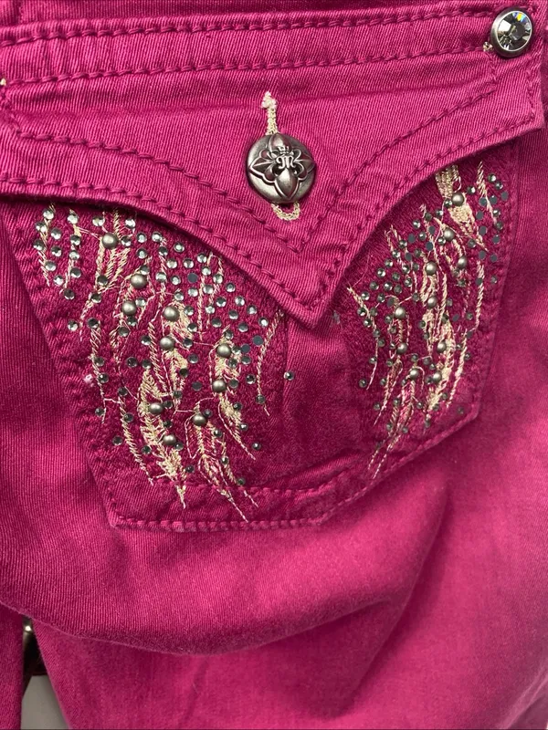 Miss Me Raspberry Purple Angel Wings Skinny Jeans JP5616S3 Embellishment 29x32 - Image 5