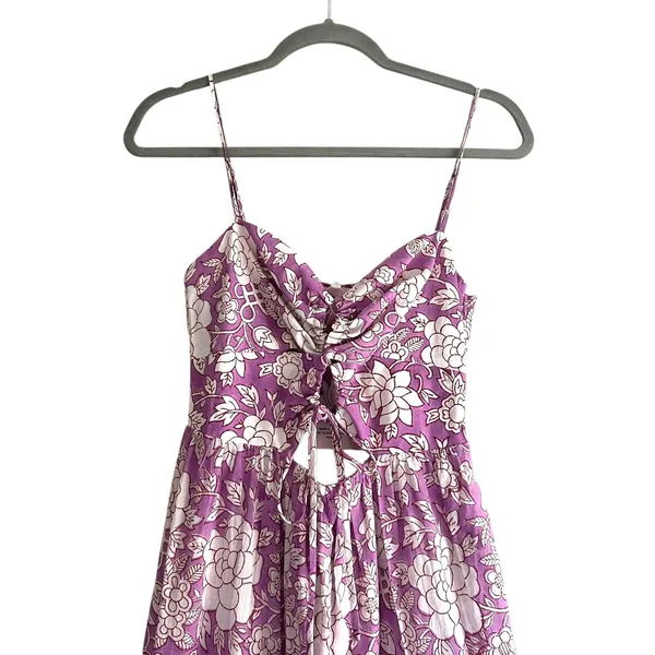 DESERT QUEEN Isabella Floral‎ Tiered Midi Dress Purple NWT 36 - Image 3