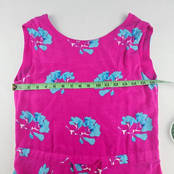 Maje 38G Rushia‎ Sleeveless Floral Print Dress Pink Blue Handkerchief Hem Small - Image 8