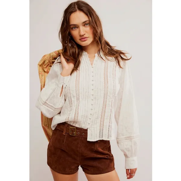 Free People Ethereal Dainty Victorian Cottage Annabelle Blouse Top Ivory Small - Image 3