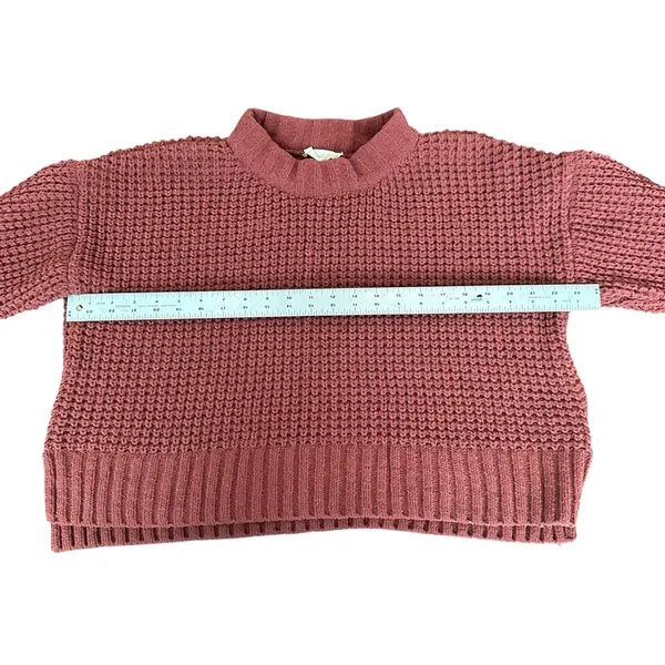 Altard State Brick‎ Red Chunky Waffle Knit Mock Neck Pullover Sweater Womens M - Image 3