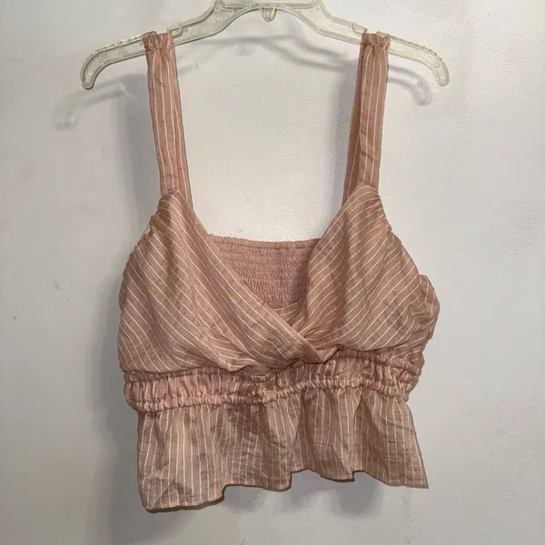 NWT $90 Anthropologie x Maeve Pink Maeve Shirred Pullover Striped Tank XL - Image 6
