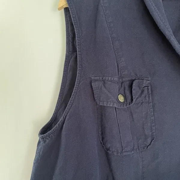 Torrid‎ linen rayon women's blue denim vest pockets size large casual comfort - Image 8