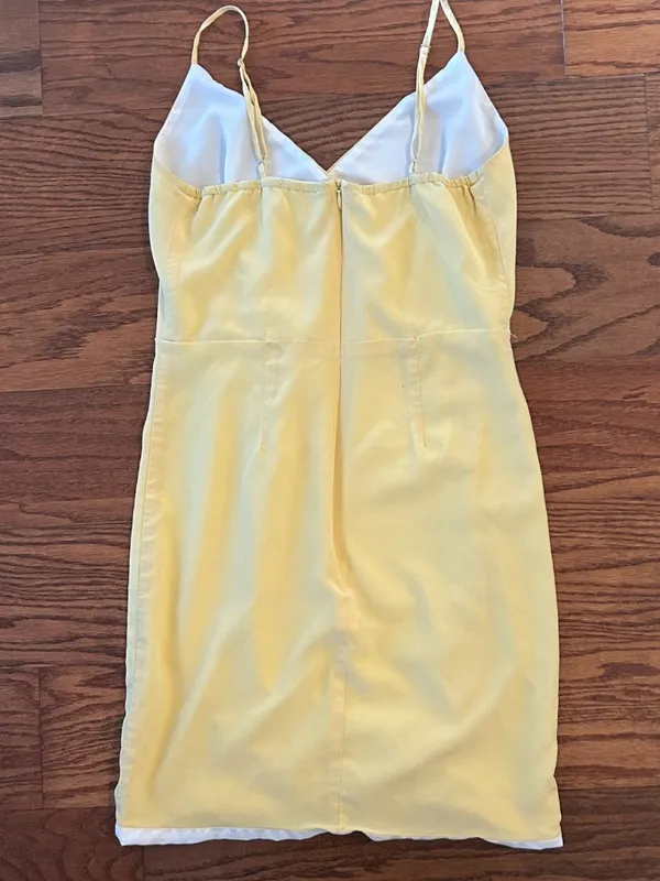 Lavender Brown Silk Wrap Mini Dress Size Small Butter Yellow Cocktail Wedding - Image 9