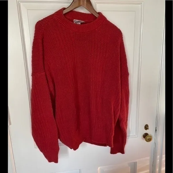Vintage Oversized Textured Pattern‎ Grandpa Sweater Red Size XL - Image 2