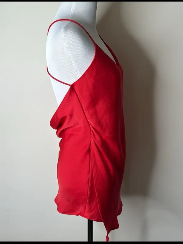 Zara Red Satin Draped Back Cami Tank NWT S - Image 7
