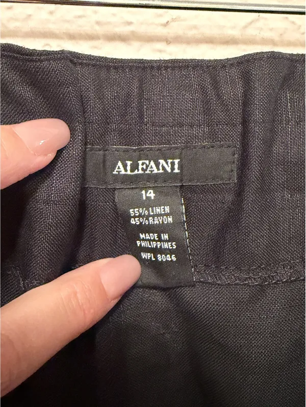 Alfani Black‎ Linen Rayon Wide Leg Dress Pants Size 14 - Image 4