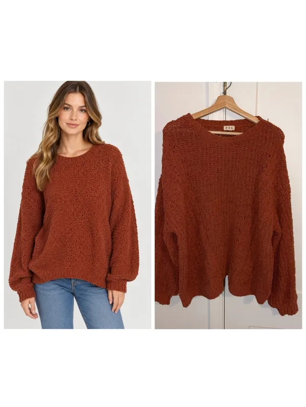 POL Boutique $79 Woman’s L Cable Chunky Knit Sweater Size L Cozy Style: FST296 - Image 2
