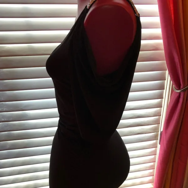 Black One Shoulder Midi Dress M - Image 3