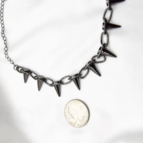 Spike Necklace in Gunmetal - Image 2