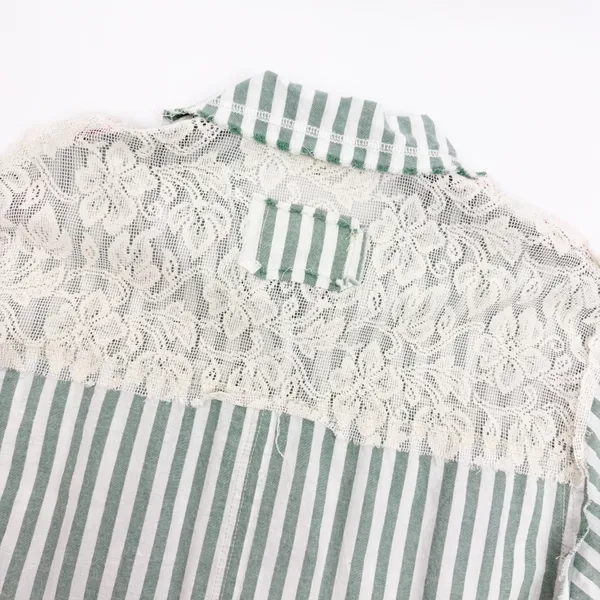 POL Striped Sage Multi Balloon Sleeve Printed Woven Mixed Print Shirt Shacket - Image 13