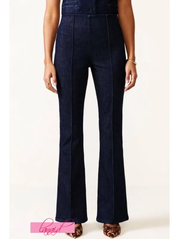 Spanx EveryWear Zero Waistband Micro Flare Jeans Raw Indigo High-Rise Seamed XS - Image 6