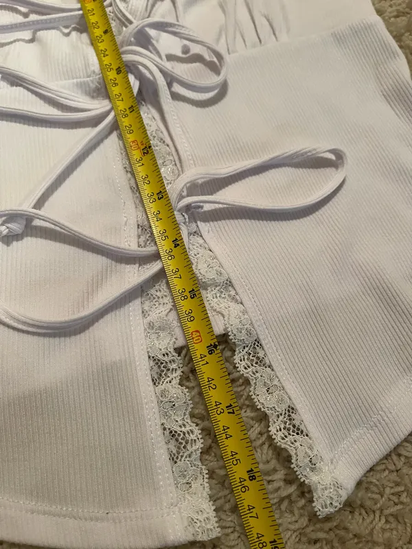 Just Polly White Lace Tie Top - Image 5