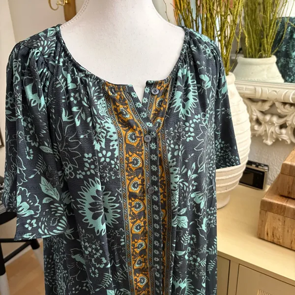 RAGA Stefna Maxi Dress‎ Green Size Small Printed Boho - Image 4