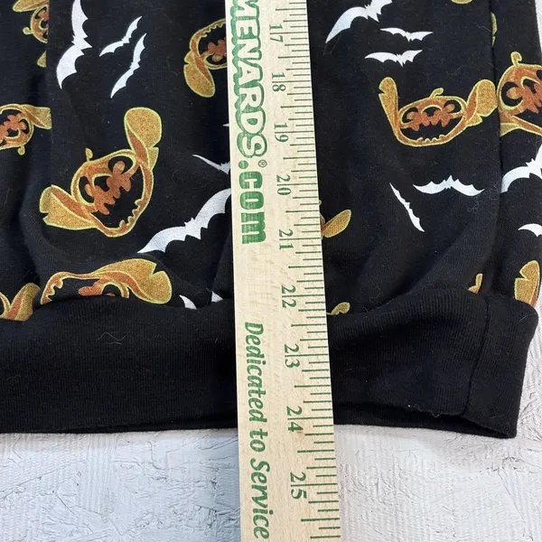 Disney Stitch Black Pumpkin Jack o lantern Bat Sweatshirt Halloween M(7-9) - Image 9