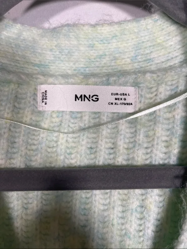 Mango Womens Antonia Cardigan Sweater Green Large - Image 3