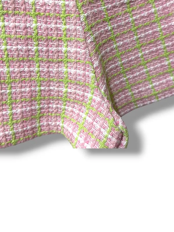 ZARA | NWOT Morocco Cotton Pink Green Plaid Tweed Side Zip Mini Skirt Shorts (S) - Image 7