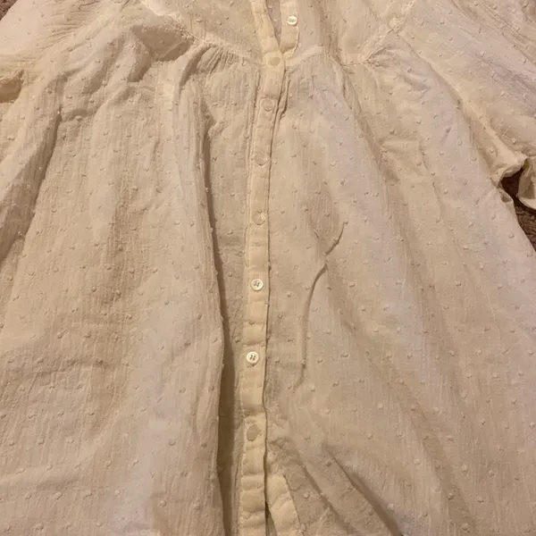 Madewell cream textured‎ button down blouse M - Image 7