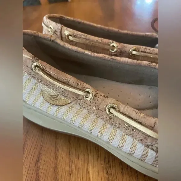 SPERRY Topsider Cork Gold Boat Shoes Size 8 Women’s EUC!‎ #85 - Image 2
