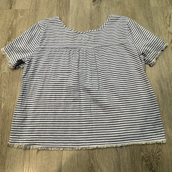 SUSINA Women's‎ Striped Short Sleeve Cotton Blouse Blue Size Medium M - Image 2