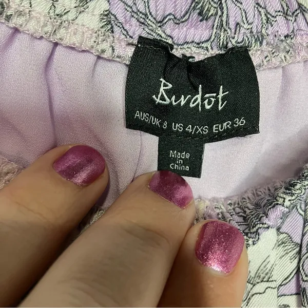 Bardot Britt Lavender‎ floral off the shoulder dress size 4/XS - Image 6