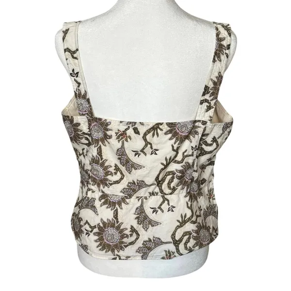 House of Harlow 1960 Crop Top Tank Paisley Floral Boho Indie Cotton Ruched - Image 2