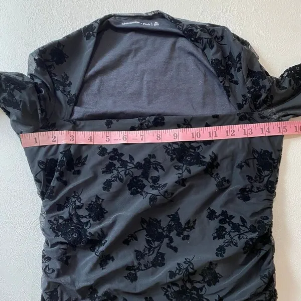 Abercrombie & Fitch Mesh Floral Top XS Sheer Ruched Y2K Going Out - Image 5