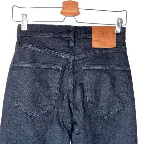 NWT Zara Women’s Jeans Womens Size 4 Black Hi Rise Straight Leg Dark Wash Denim - Image 4
