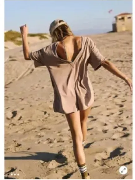 Free People Hot Shot Tee Romper Mocha Latte - Image 2