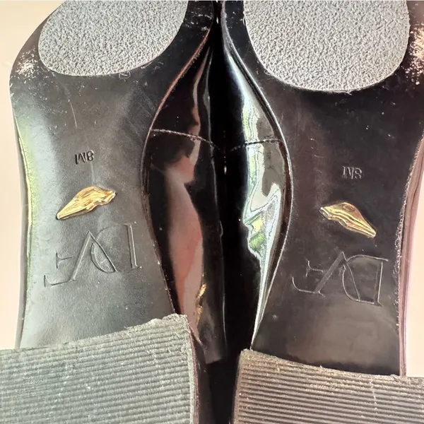 Diane Von Furstenberg Black Patent Leather‎ Pointed Toe Flats 8M - Image 7