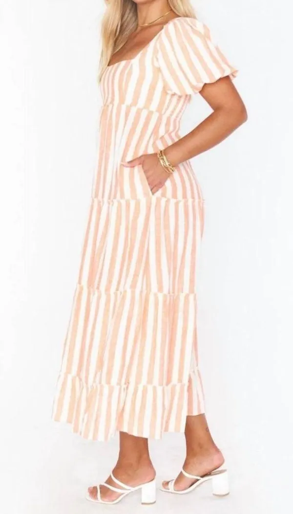 Show Me Your Mumu Linds Midi Dress ~ Dreamsicle Stripe Linen - Image 2