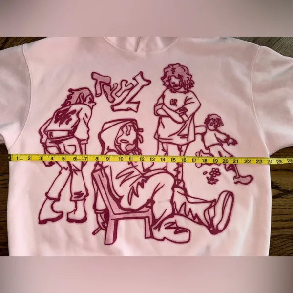 Aelfric Eden Graffiti Spray Paint Pink Purple Graphic Print Cartoon Hoodie L - Image 6