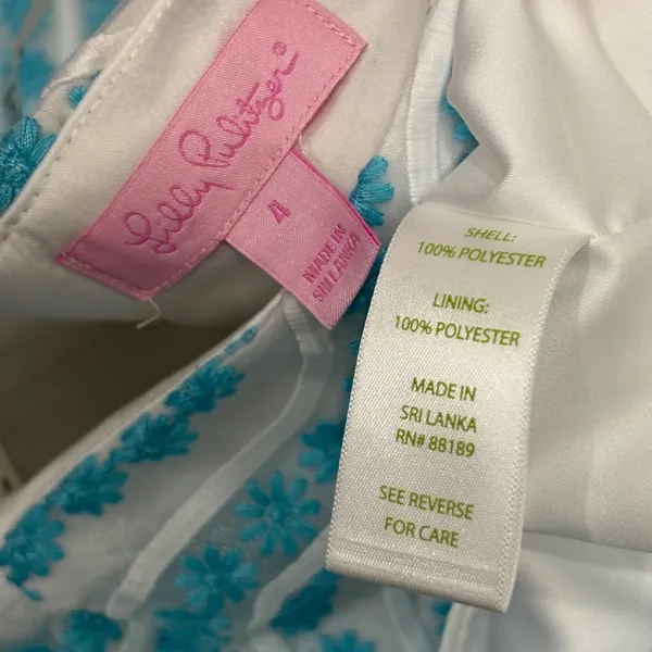 Lilly Pulitzer Leavens Top Notch Strapless Dress‎ Blue White Floral Embroidery 4 - Image 9