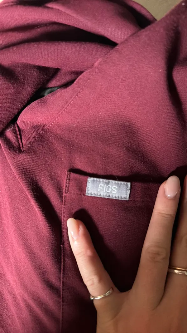 FIGS Burgundy Jogger Scrub Pants + Top Set - Image 3