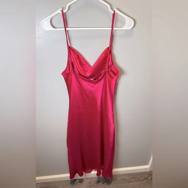 Bebe Women's Satin Cowl Neck Slip Midi Dress Fuchsia‎ Pink Size Medium - Image 3