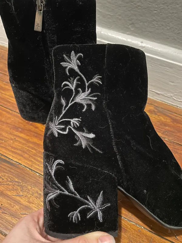 Velvet Ankle Zip Booties Black Size 7 - Image 4